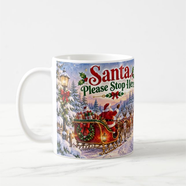 Tomte snälla stanna här julmugg kaffemugg (Vänster)