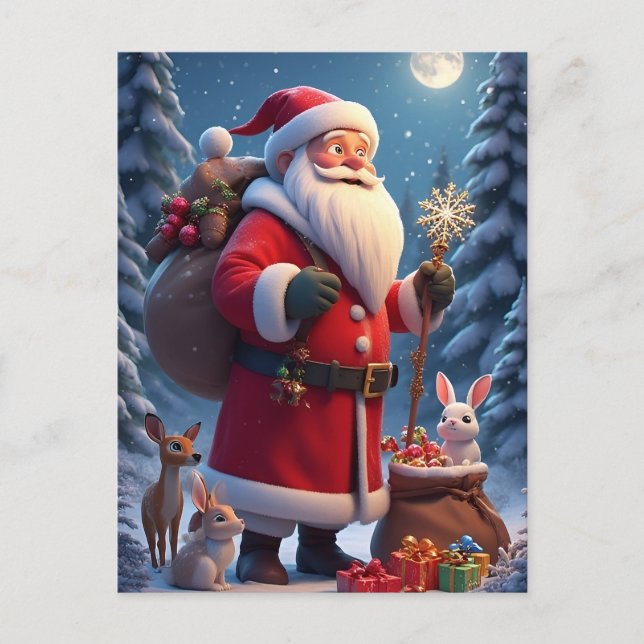 ❄️ Tomte Snöflinga Glädje 🎄 Festiv Vinter Vykort (Framsida)