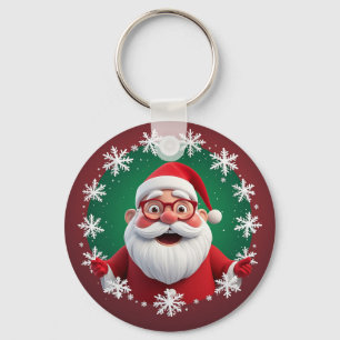 Tomte Snöflingor Jul Högtid Present Nyckelring