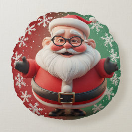 Tomte Snöflingor Jul Högtidlig Glädje 🎅 Rund Kudde