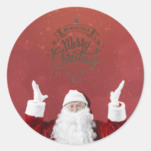 Tomte,Snöflingor,Röd Runt Klistermärke
