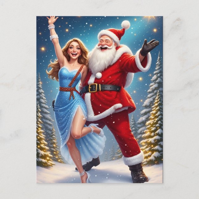 ❄️ Tomte & Snöjungfrun Festiv Glöd 🎄 Vykort (Framsida)