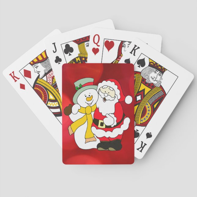 Tomte & Snömannen Färgrik Illustration Casinokort (Baksidan)