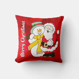 Tomte & Snömannen Färgrik Illustration Kudde