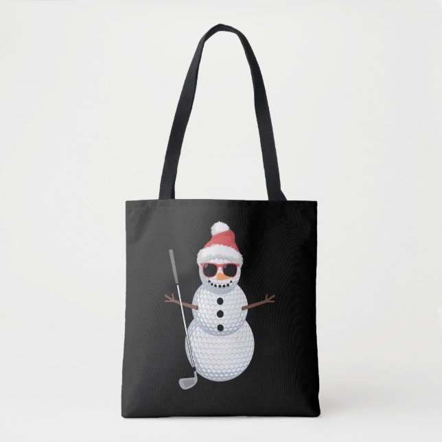 Tomte Snömannen Golfboll Jul Golfare Present  Tygkasse (Framsida)