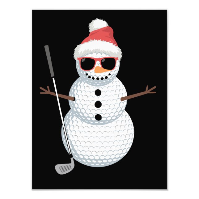 Tomte Snömannen Golfboll Jul Golfer Present  Fototryck (Framsidan)