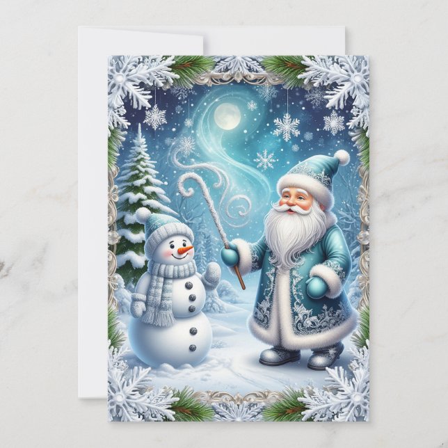 Tomte & Snömannen Vinterledighet Magi Kort (Framsida)