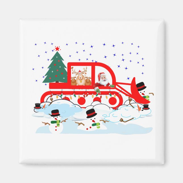 Tomte snöplogande snömannen Gag Magnet (Framsidan)