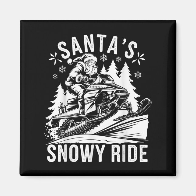 Tomte Snöskoter Åkning Snöskoter Körning Jul  Magnet (Framsidan)