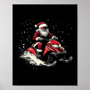 Tomte Snöskoter Motor Släd Rolig Jul Poster