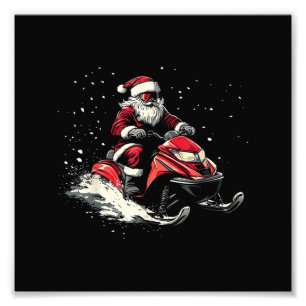 Tomte Snöskoter Motor Sled Rolig Jul Fototryck