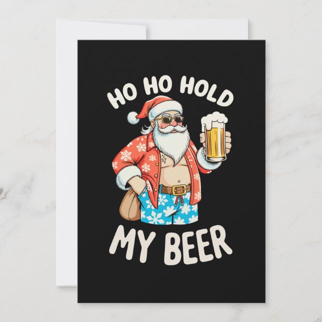 Tomte Solglasögon Håll Min Öl Jul Xmas Inbjudningar (Framsida)
