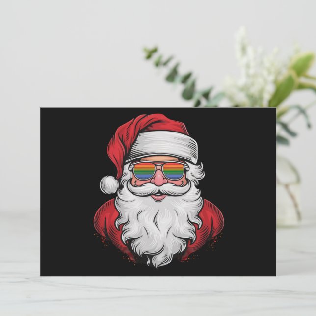 Tomte Solglasögon Pride Jul Pyjamas X-mas Gay Julkort (Stående Fram)