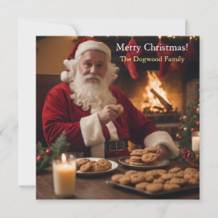 Tomte som äter kakor julkort
