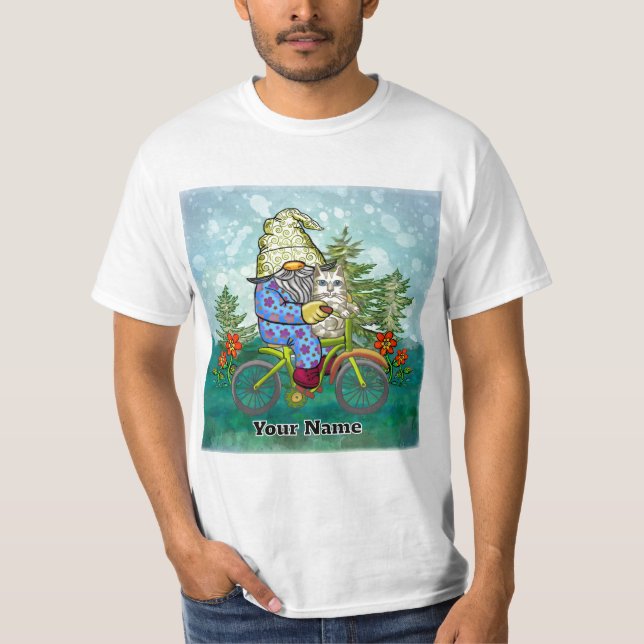 Tomte som cyklar t shirt (Framsida)