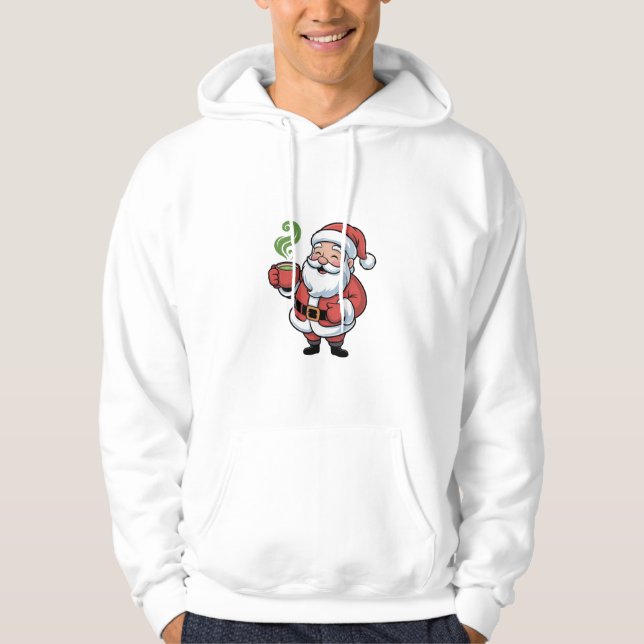 Tomte som dricker en Matcha-jul Hoodie (Framsida)