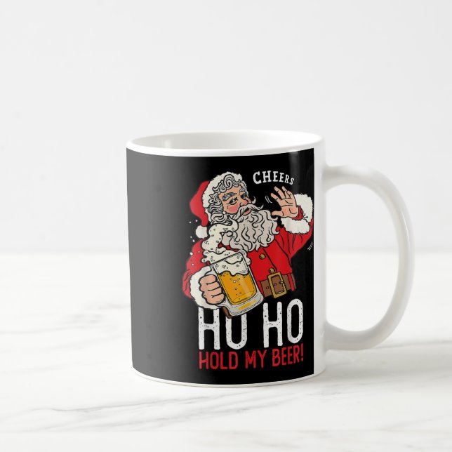 Tomte som dricker öl Ho Ho Håll min öl Roligt Kaffemugg (Höger)