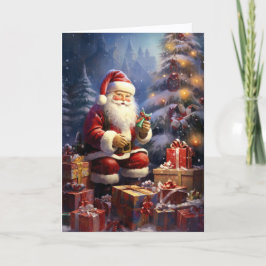 Tomte som ger julklappar jul helgkort