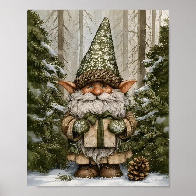 Tomte som ger presenter poster (Framsidan)