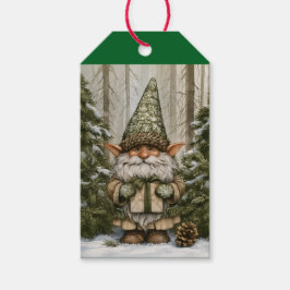 Tomte som ger presenter presentetikett