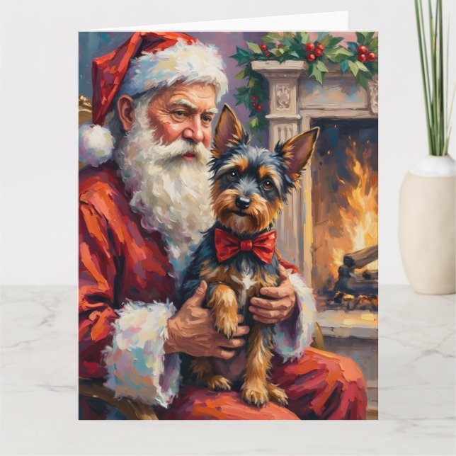 Tomte som håller Affenpinscher julkonst Kort (Framsida)