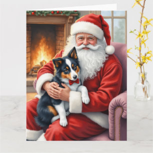 Tomte som håller Border Collie julkonst Kort