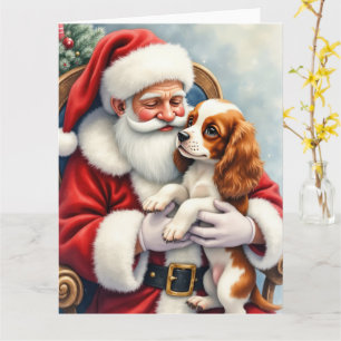 Tomte som håller Cavalier King Charles Spaniel Kort