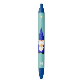 Tomte som håller en magisk lampa & Monogram Svart