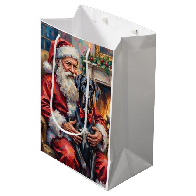 Tomte som håller Great Dane julkonst (Framsidan Vinklad)