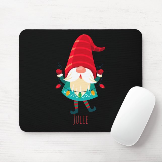 Tomte som håller julbelysning musmatta (Med mus)