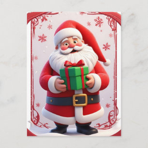 ❄️ Tomte som håller julpresent Glöder 🎄 Festiv Vykort