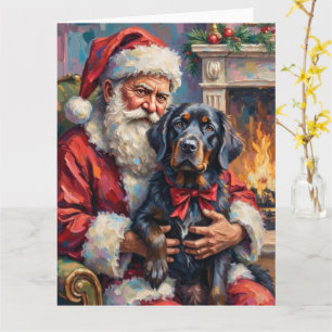 Tomte som håller Newfoundland Julkonst Kort