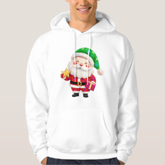 Tomte som håller stjärna & gåva hoodie
