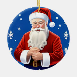 Tomte som ler julgransprydnad keramik