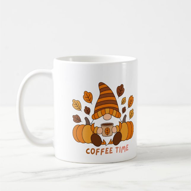Tomte som njuter av kaffetid på en  kaffemugg (Vänster)
