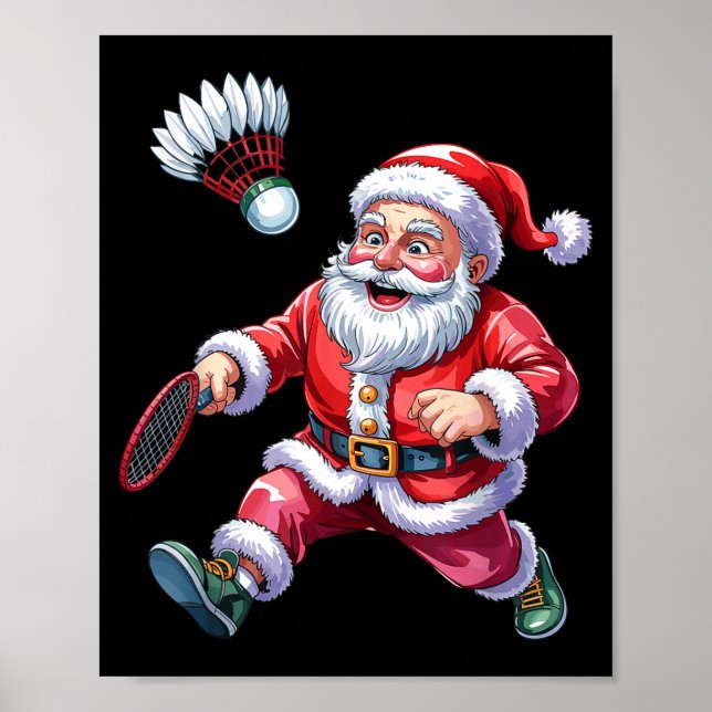 Tomte som spelar badminton Roligt julidrott Konst Poster (Framsidan)