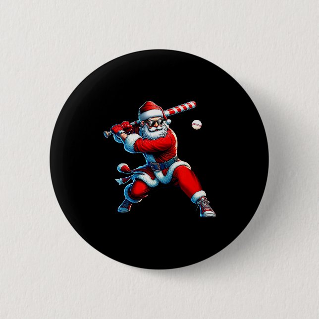 Tomte som spelar baseboll män pojkar jul baseboll knapp (Framsida)