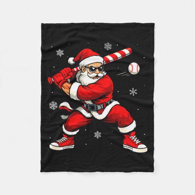 Tomte som spelar baseboll Xmas rolig jul baseboll Fleecefilt (Framsidan)