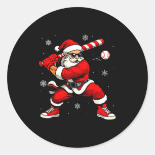 Tomte som spelar baseboll Xmas rolig jul baseboll Runt Klistermärke