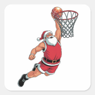 Tomte som spelar basket jul sportälskare fyrkantigt klistermärke