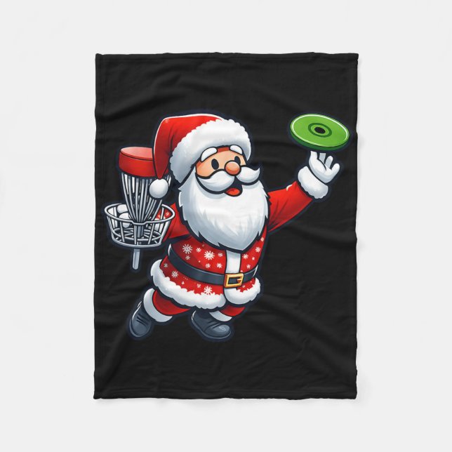 Tomte som spelar discgolf för småpojkar jul fleecefilt (Framsidan)