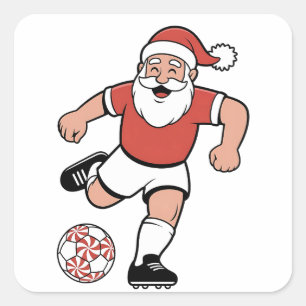 Tomte som spelar fotboll Julspelare Sport Fyrkantigt Klistermärke
