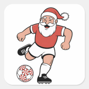 Tomte som spelar fotboll Julspelare Sport Fyrkantigt Klistermärke