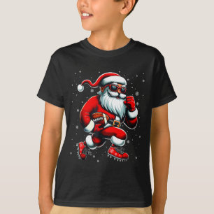 Tomte som spelar fotboll män pojkar jul fotboll t shirt