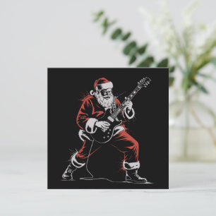 Tomte som spelar gitarr retro 90-tals julrock julkort