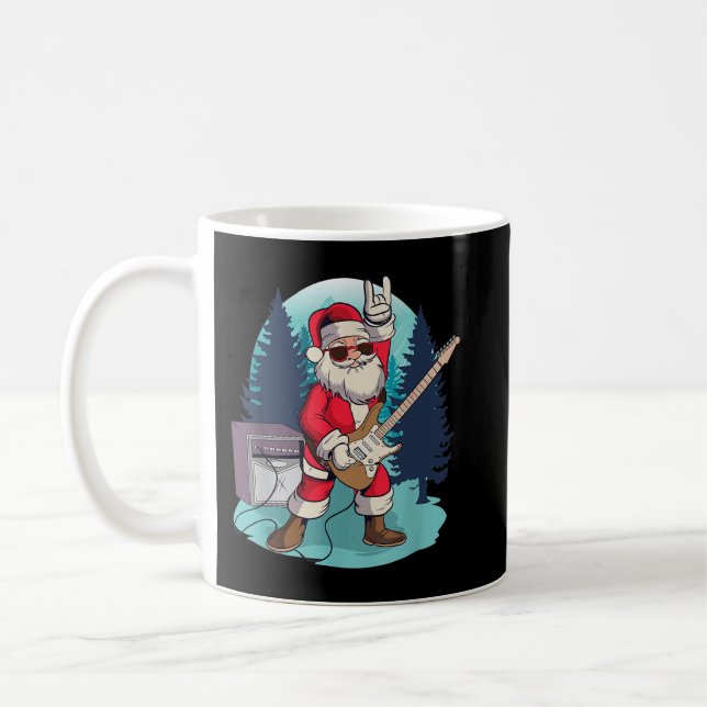 Tomte som spelar gitarr Roligt rock julmusik Kaffemugg (Vänster)