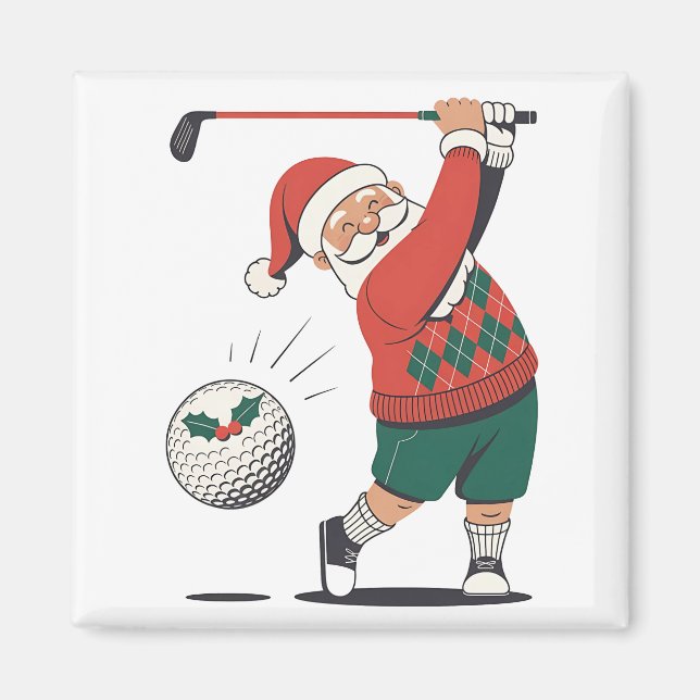 Tomte som spelar golf jul spelare golfare  magnet (Framsidan)