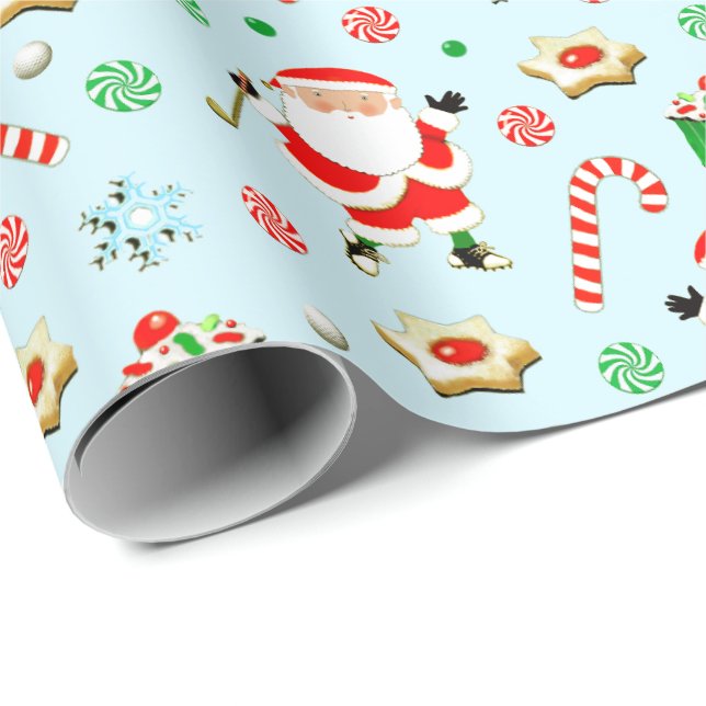 Tomte som spelar golf presentpapper (Rullad Hörn)