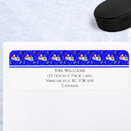 Tomte som spelar ishockey jul returadress etikett