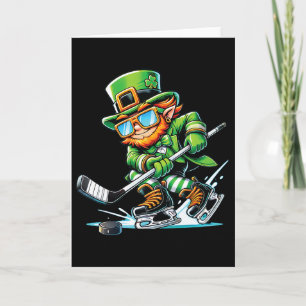Tomte som spelar ishockey St Patricks Day Sport Kort